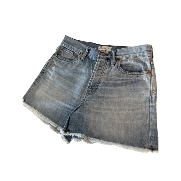 Madewell Womens High-Rise‎ Denim Shorts With Frayed Hem Size 28 - Picture 1 of 6